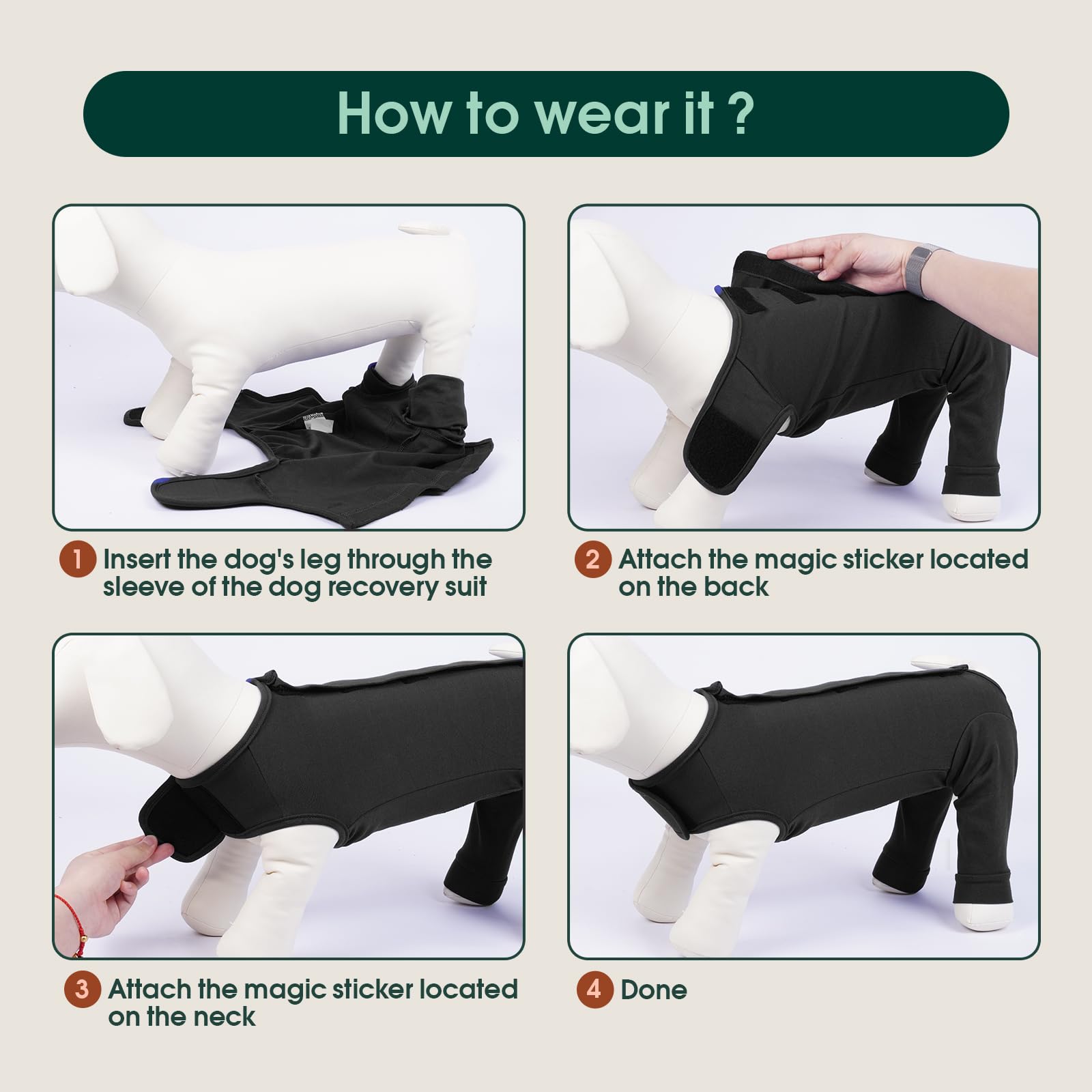 Kuoser dog surgery suit stretchy fabric detail for comfortable all day wear