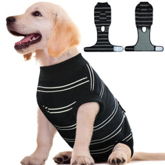 Kuoser dog surgery recovery suit blue stripes eases post-op care.