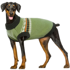 Kuoser dog sweater front view shows cozy knit for easy outdoor wear.