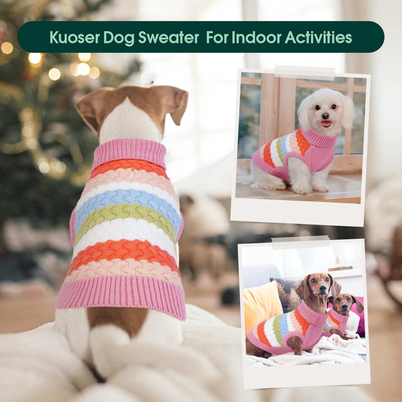 Kuoser pink care instructions image emphasizes machine-washable convenience