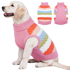 Kuoser dog sweater pink front view shows cozy warmth for chilly strolls