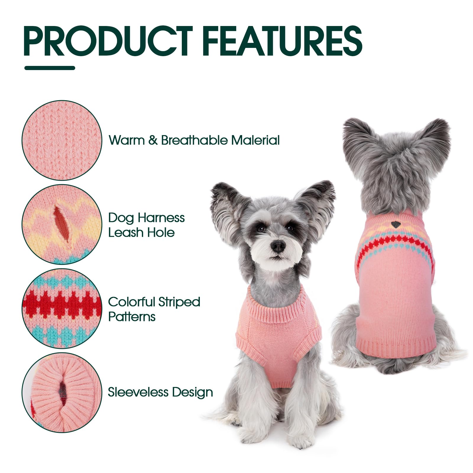 Kuoser dog sweater sleeveless design promotes unrestricted play and movement.