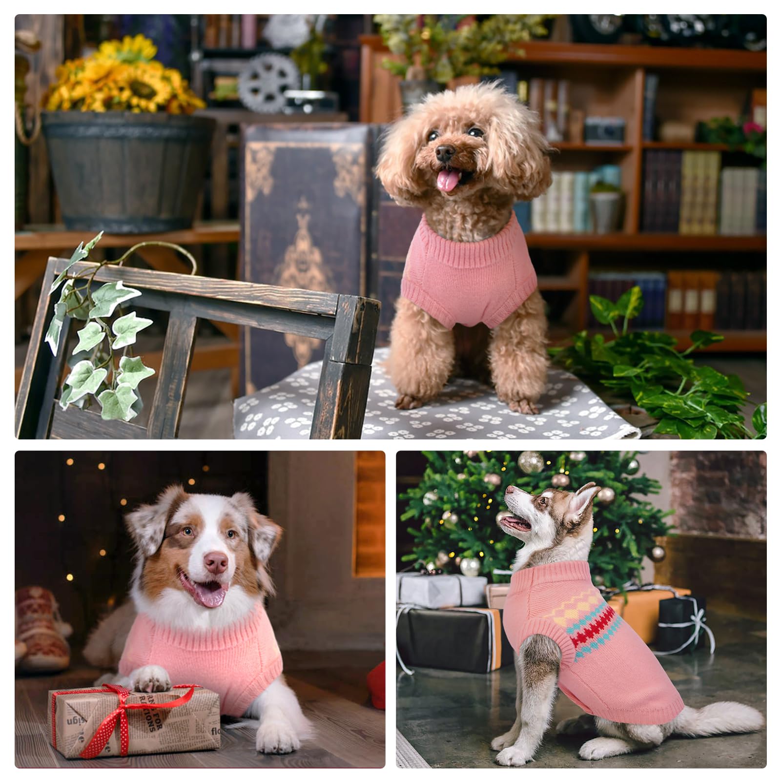 Kuoser dog sweater wavy stripe style adds festive flair for holidays and daily wear.