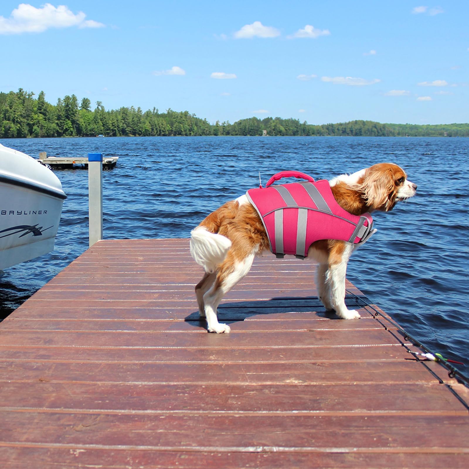 Durable Oxford fabric and foam offer buoyancy and comfort