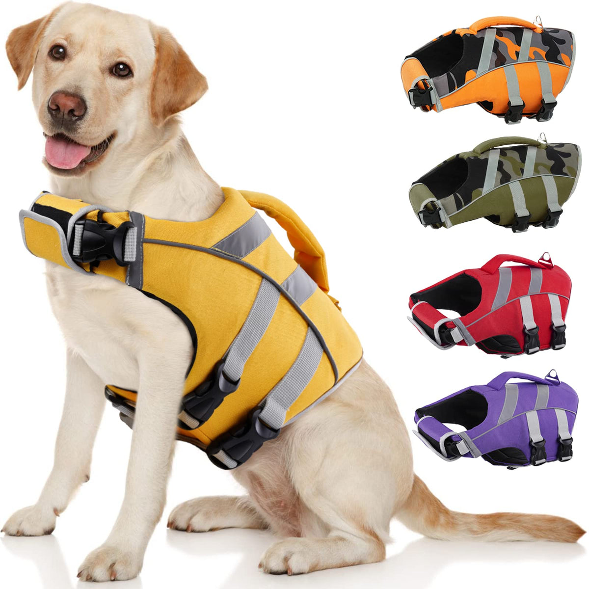 Kuoser high-visibility life jacket with reflective stripes for safer evening swims.
