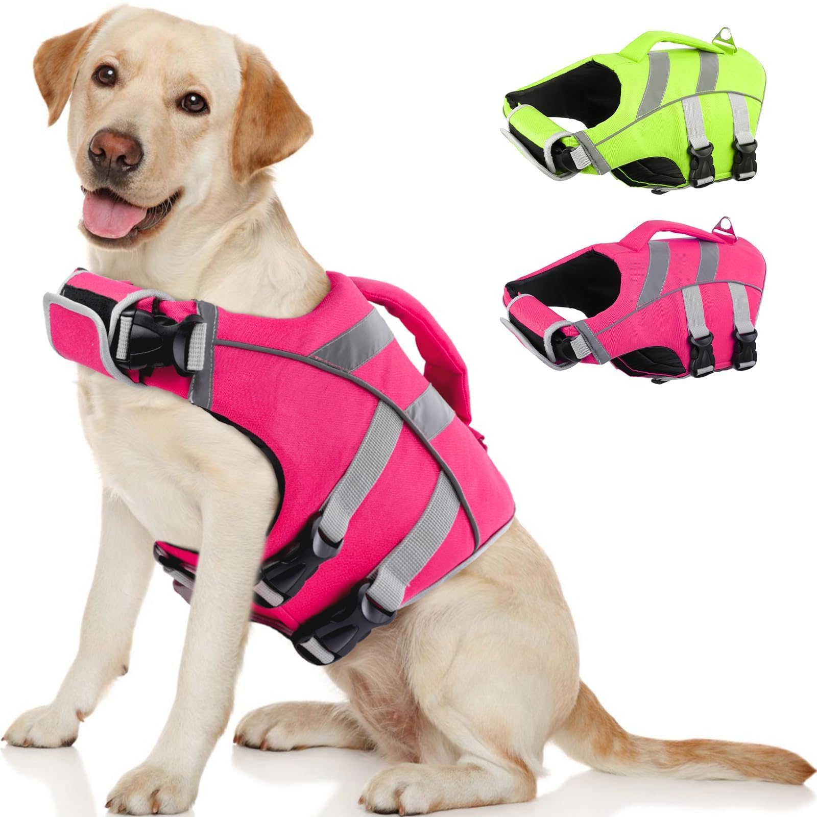 Kuoser medium dog life jacket with reflective band for safer visibility