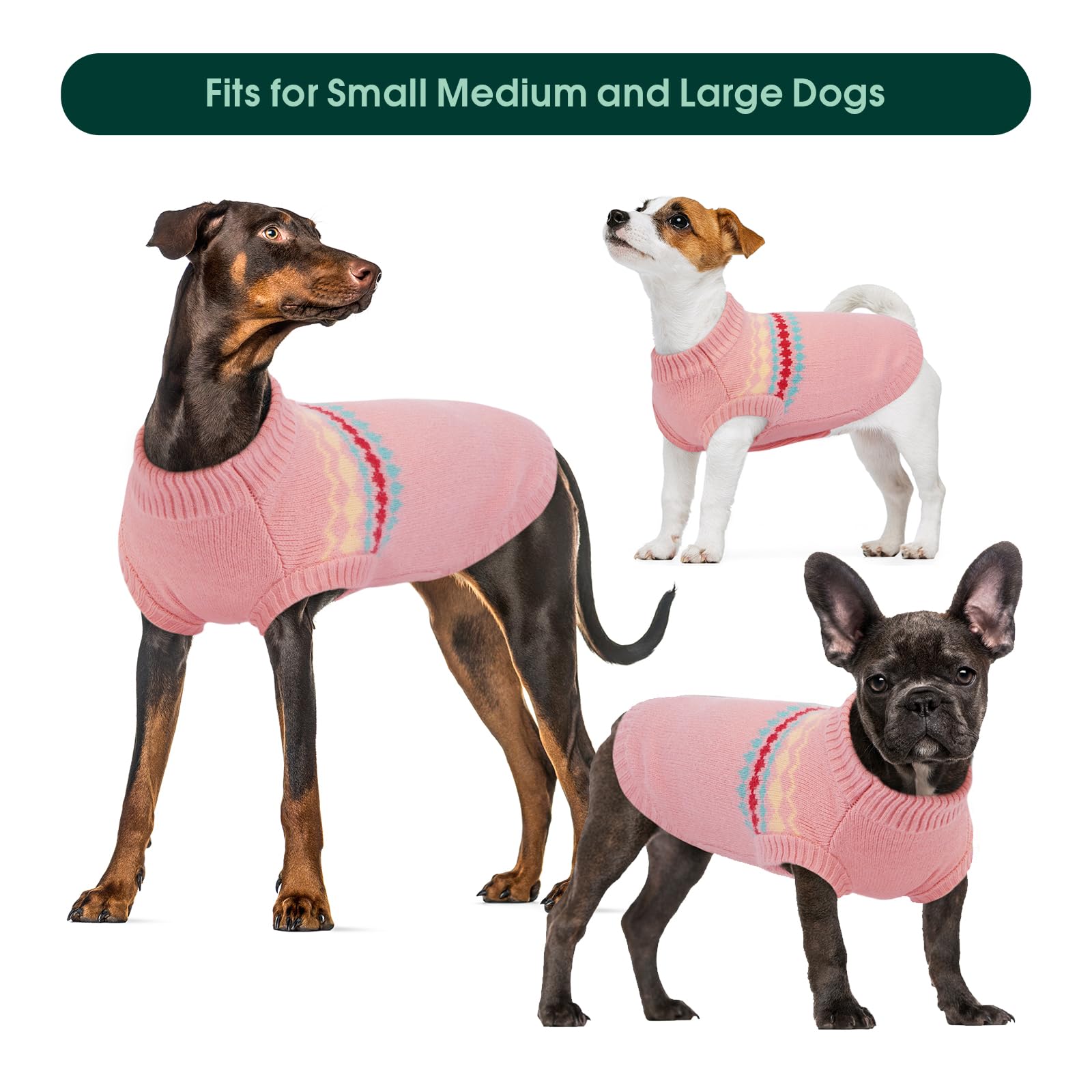 Kuoser pink Christmas dog sweater ideal for daily outings and photos.
