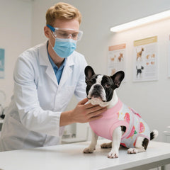 Kuoser Recovery Suit dog wearing during recovery demonstrates easy-wear and secure tapes.