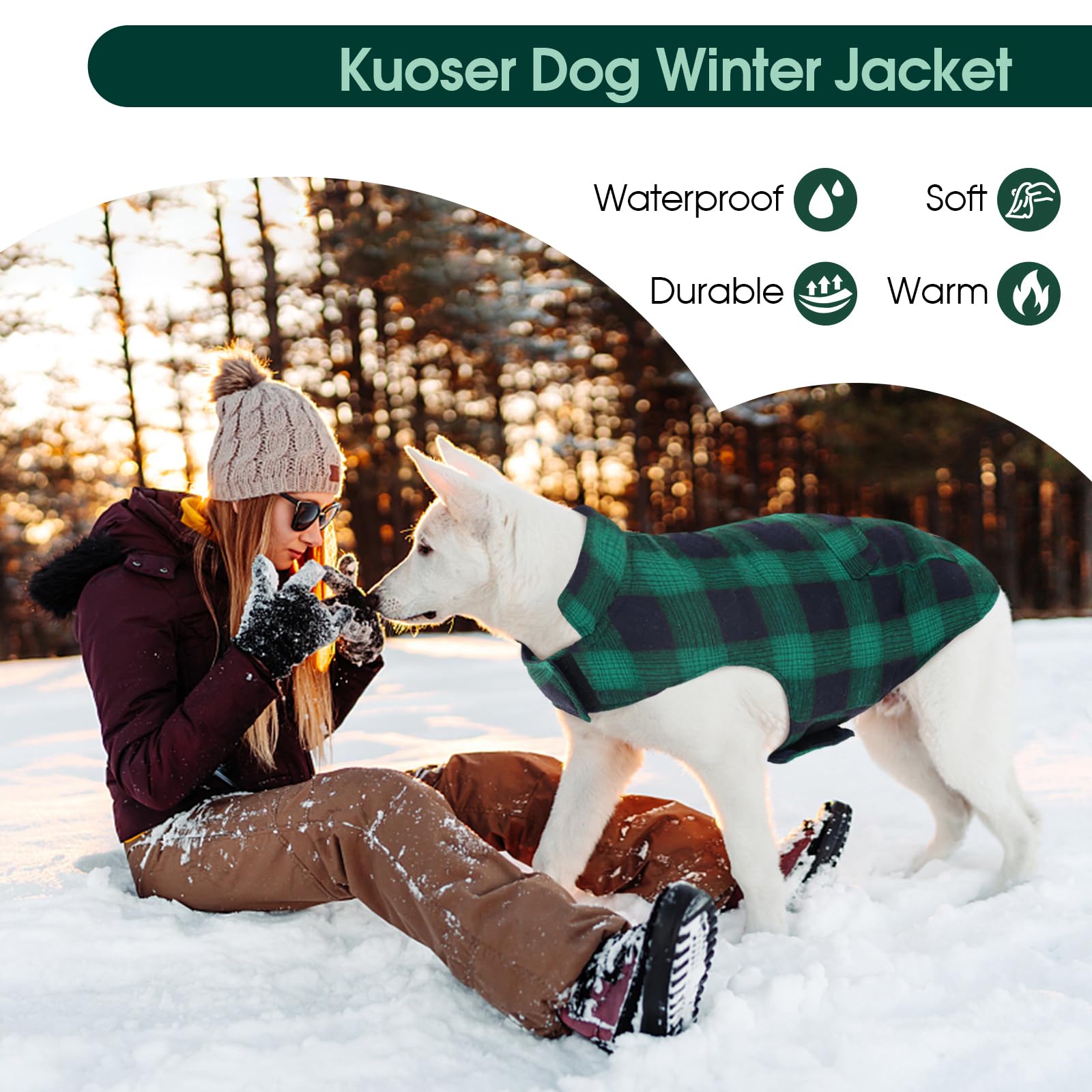 Kuoser reversible dog jacket warm quilted outer layer for large breeds