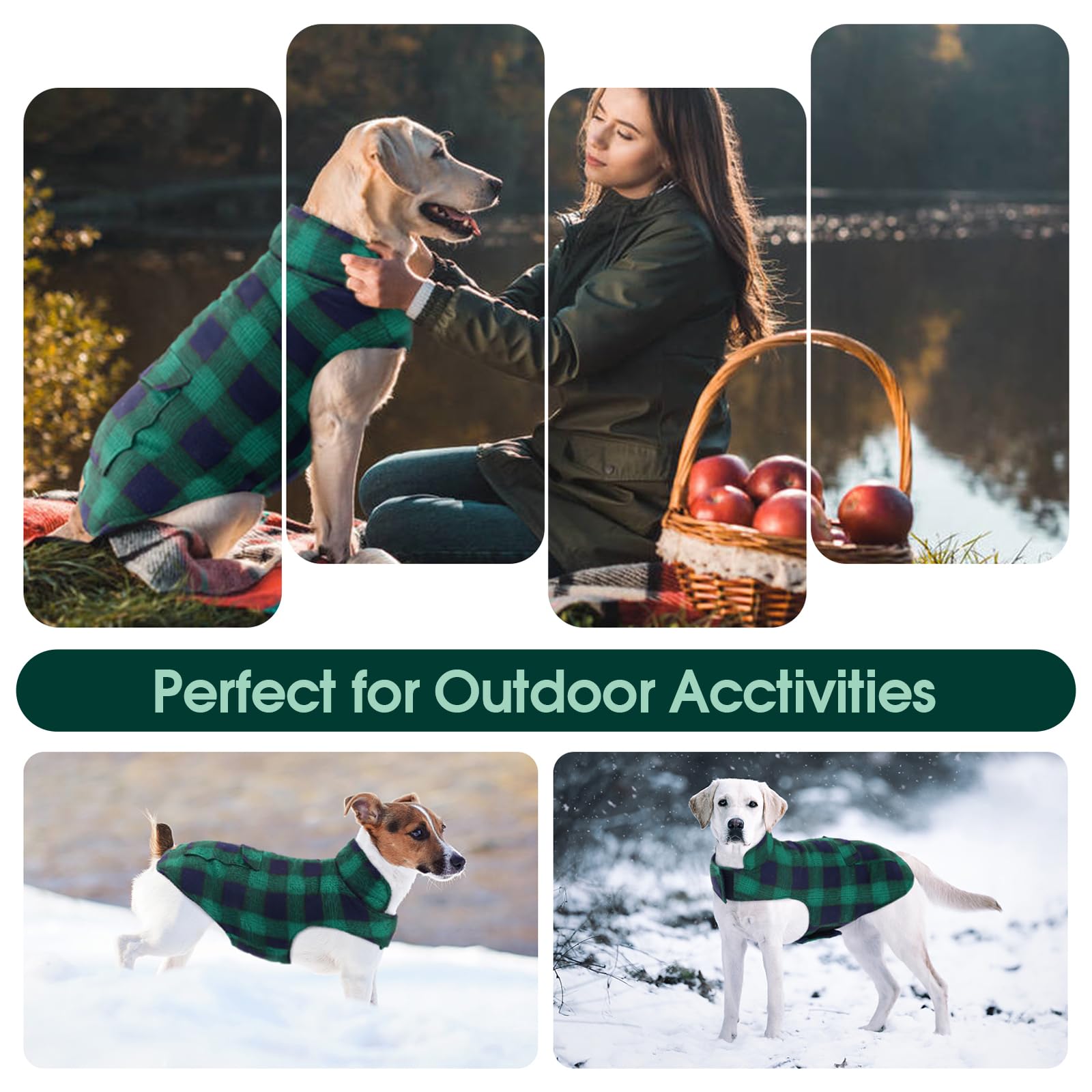 Kuoser reversible dog jacket water-resistant inner layer with quilted warmth
