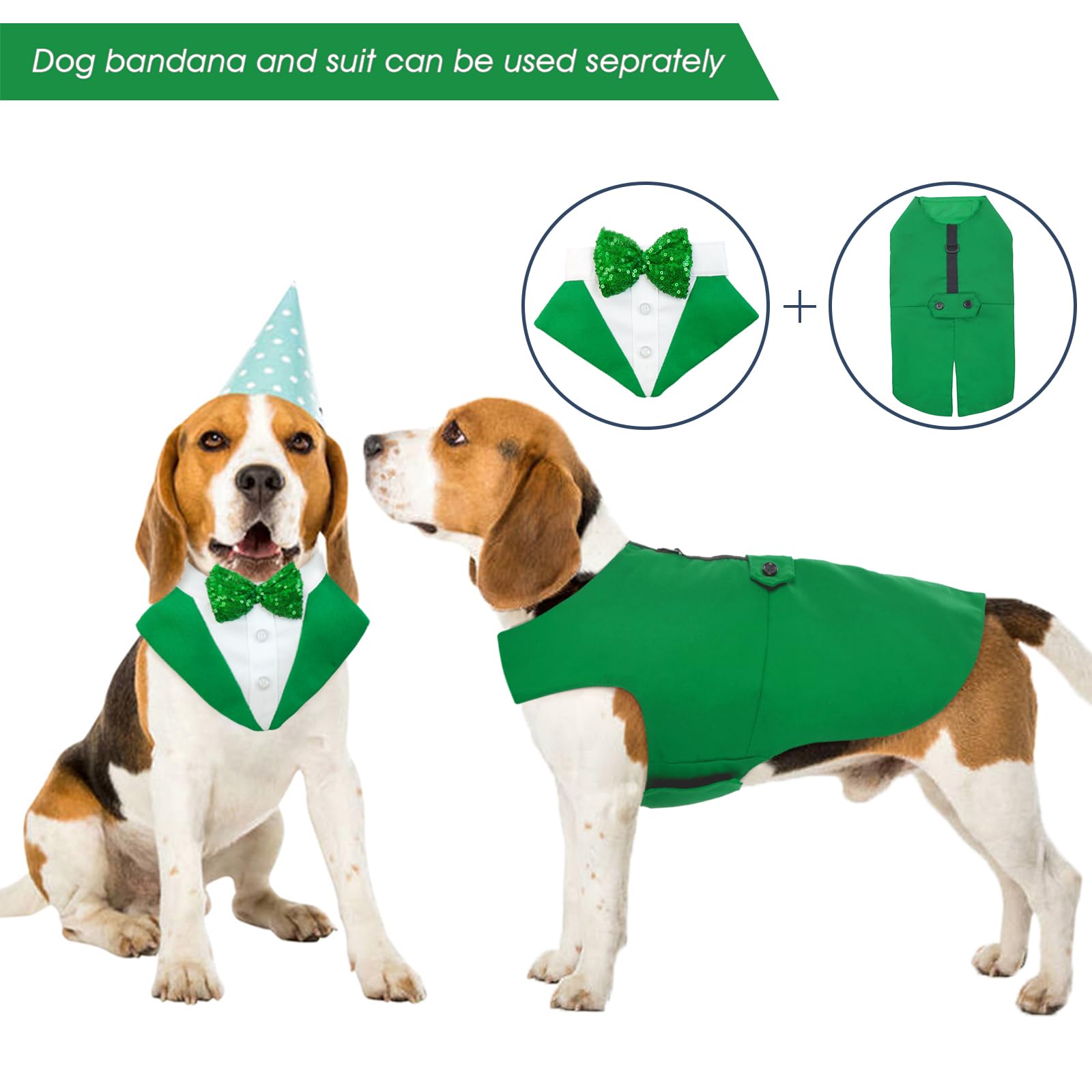 Kuoser St. Patrick's Day bandana detail showing decorative buttons and comfort.