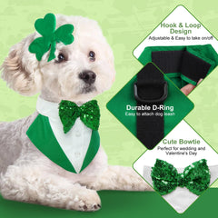 Kuoser St. Patrick's Day bow tie with hook-and-loop closure for easy dressing.
