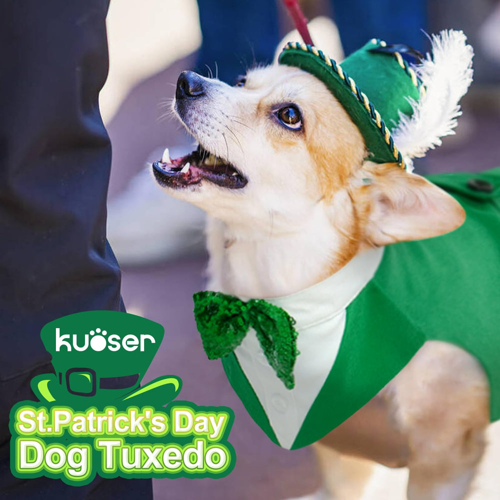 Kuoser St. Patrick's Day size range on dog demonstrates fit options.