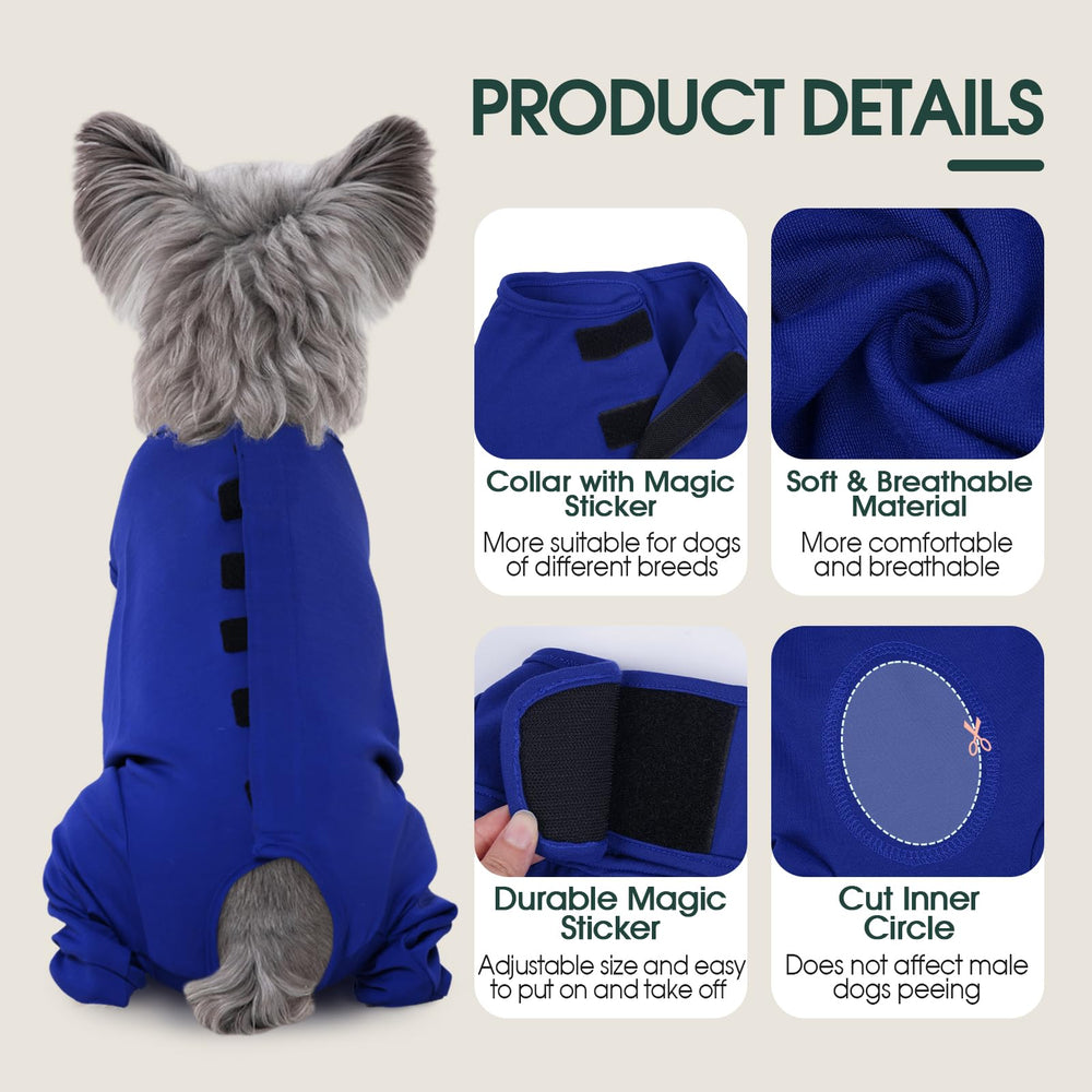 Kuoser surgery onesie offers an easy cone-free recovery option