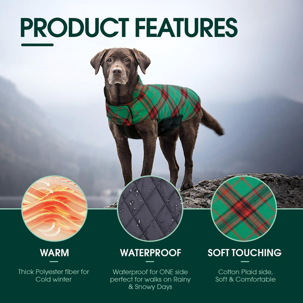 Kuoser warm dog coat adjustable strap enables quick on-off and secure fit.