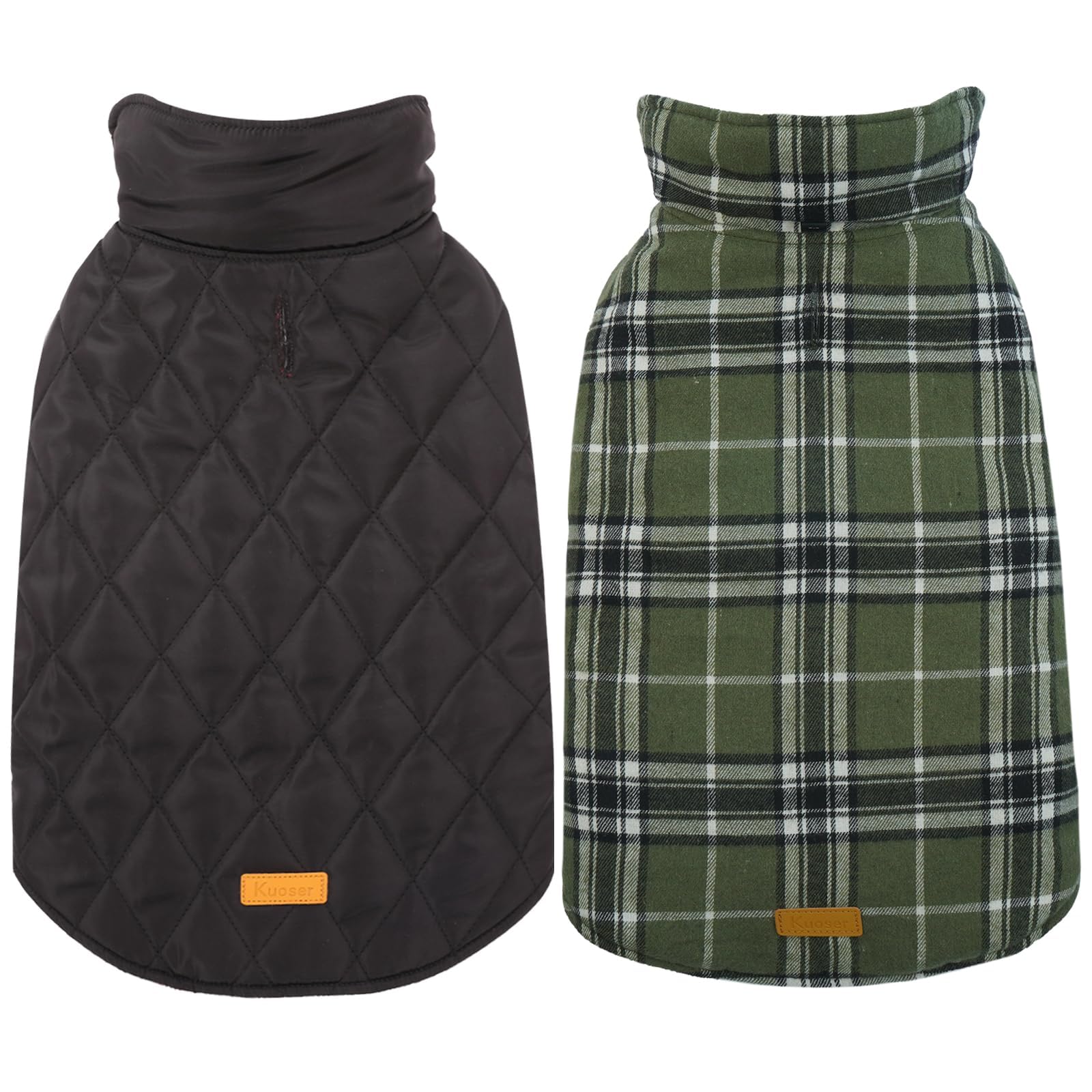 Kuoser warm dog coat front view shows weatherproof shell for outdoor protection.