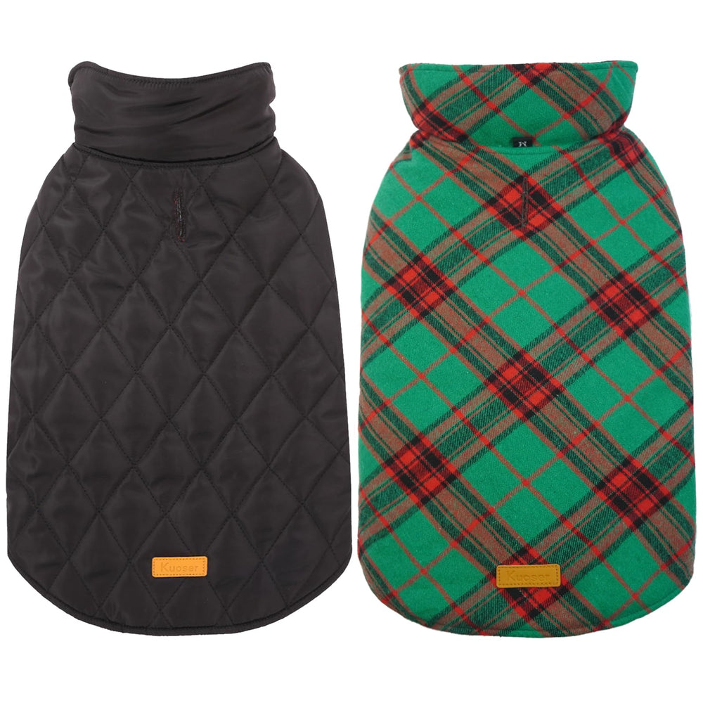 Kuoser warm dog coat front view for a snug winter fit.