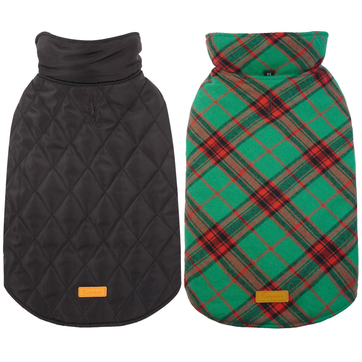 Kuoser warm dog coat front view for a snug winter fit.