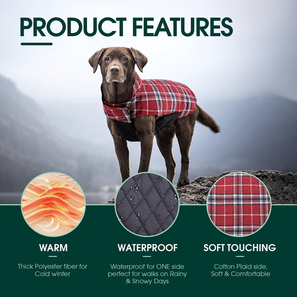 Kuoser warm dog coat reversible design offers two stylish looks