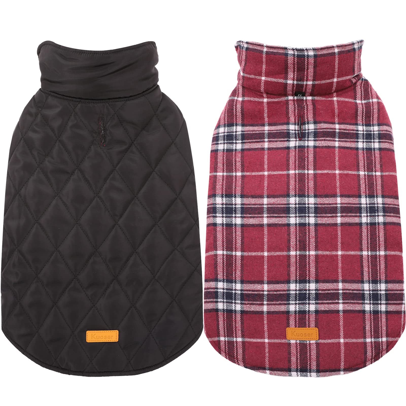 Kuoser Waterproof Dog Coat front view in red keeps large dogs warm on chilly walks.