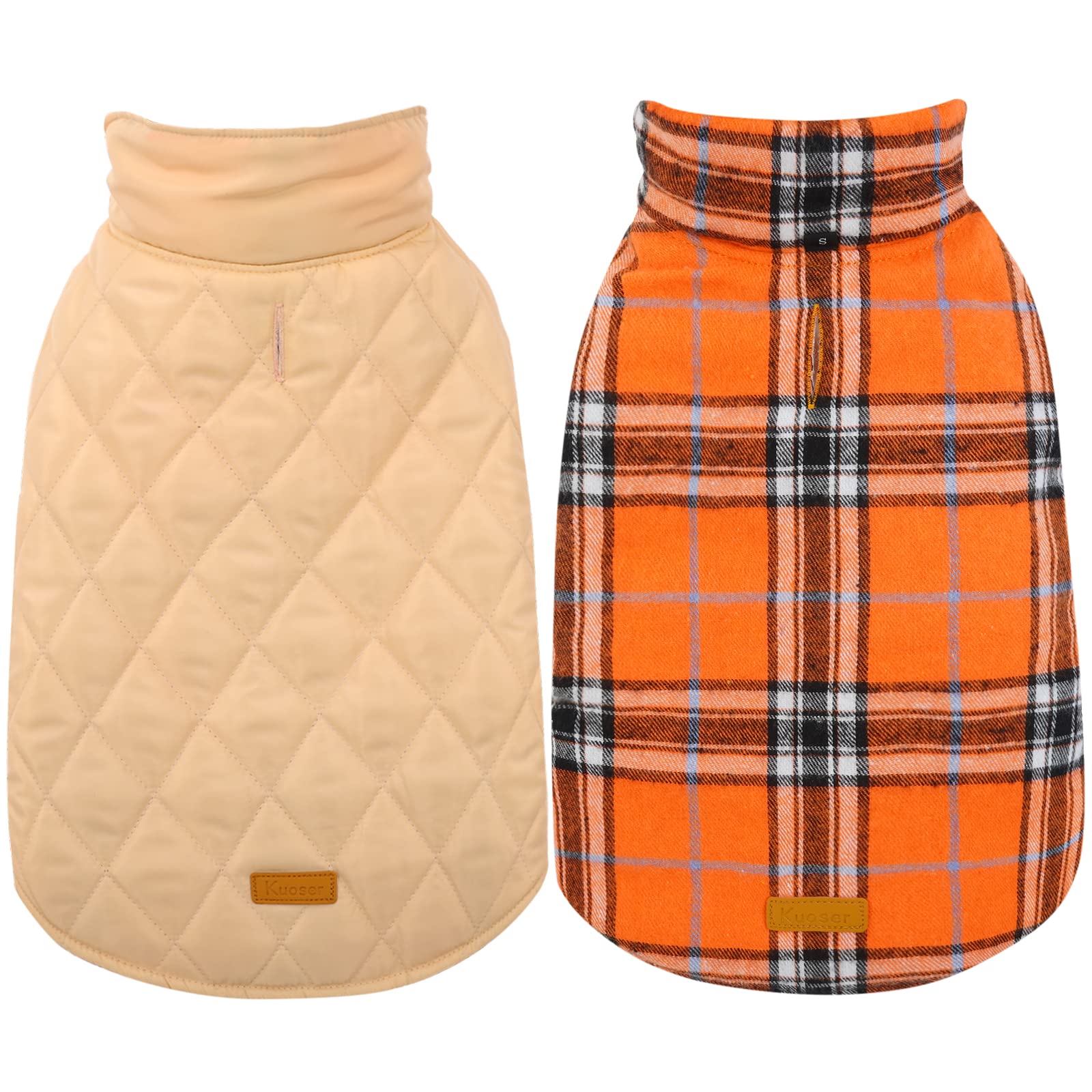 Kuoser waterproof dog coat orange M front view for warm outdoor walks