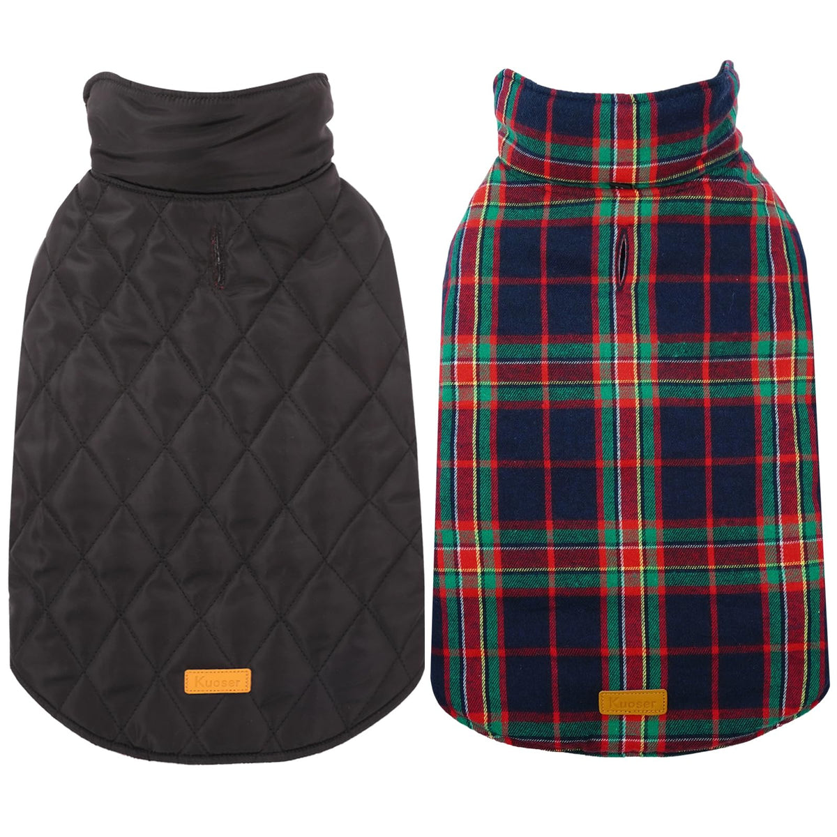 Kuoser waterproof dog coat in royal blue shown on a dog during rainy walks.