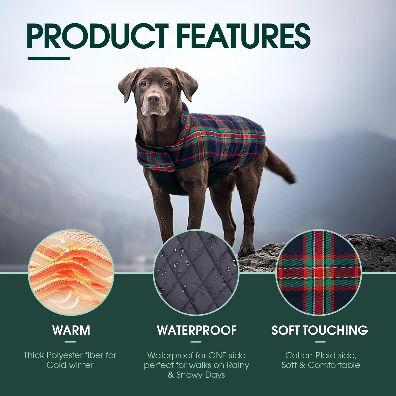 Kuoser windproof fabric close-up showing durable outer layer for harsh weather outings.