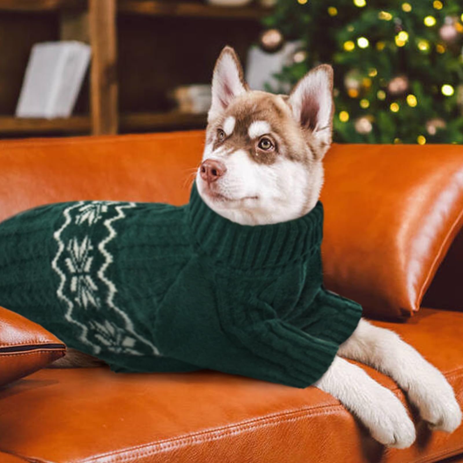 Kuoser XXL Christmas sweater worn by a Golden Retriever for cozy cold-weather wear