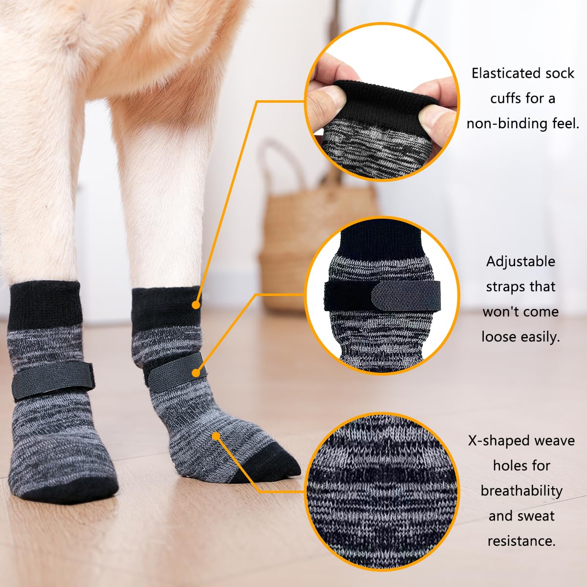 KUPAO dog socks 12-pack offering fresh pairs for muddy hikes and daily wear.