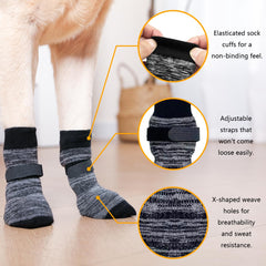 KUPAO dog socks 12-pack offering fresh pairs for muddy hikes and daily wear.