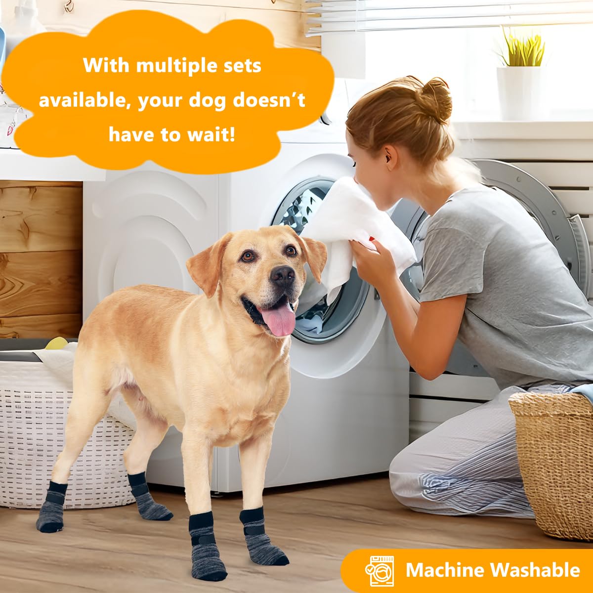 KUPAO dog socks size medium illustrate paw measurements to ensure proper fit.