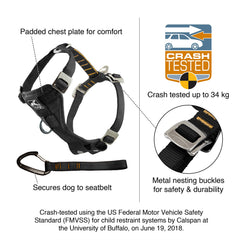 Kurgo Enhanced Strength Tru-Fit harness rear view highlights five-point adjustment for a snug fit.