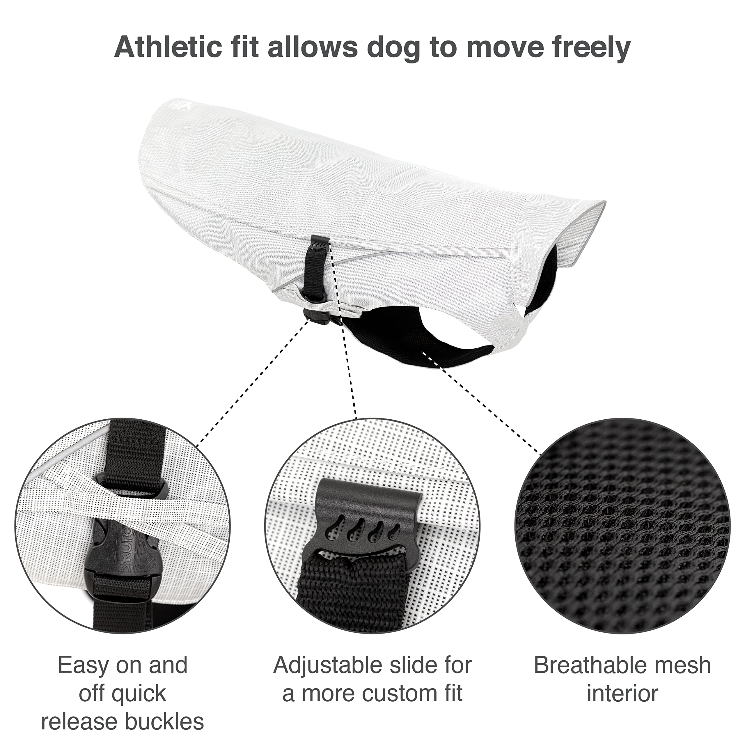 Kurgo Halifax Rain Shell demonstrates the horizontal leash opening for harness use