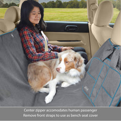 Stain-resistant Kurgo Heather Hammock material protects seats during muddy adventures.