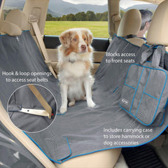 Close-up of Kurgo Heather Hammock waterproof fabric resisting spills for clean car interiors.
