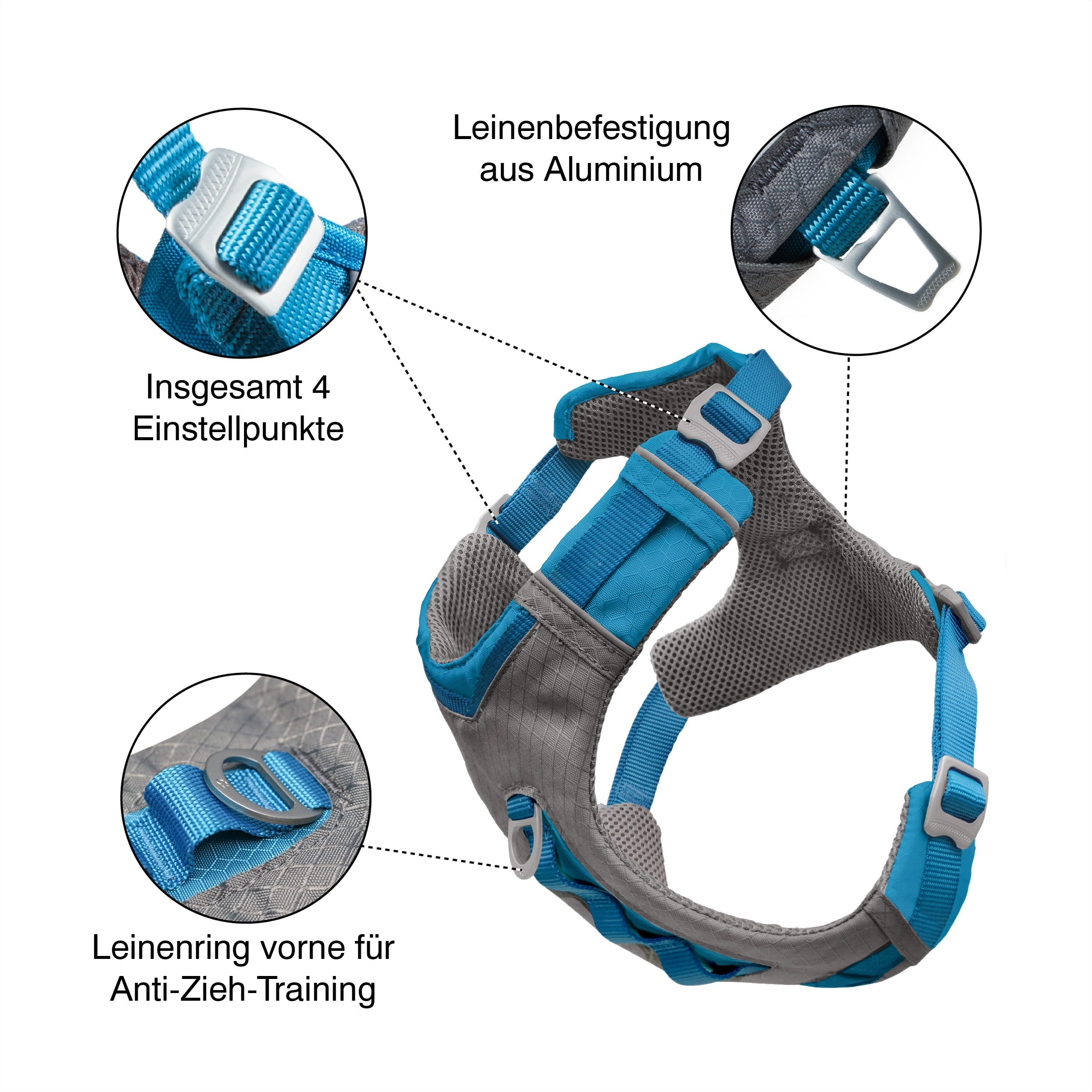 Kurgo Journey Air Harness back handle in use for extra control during hikes.
