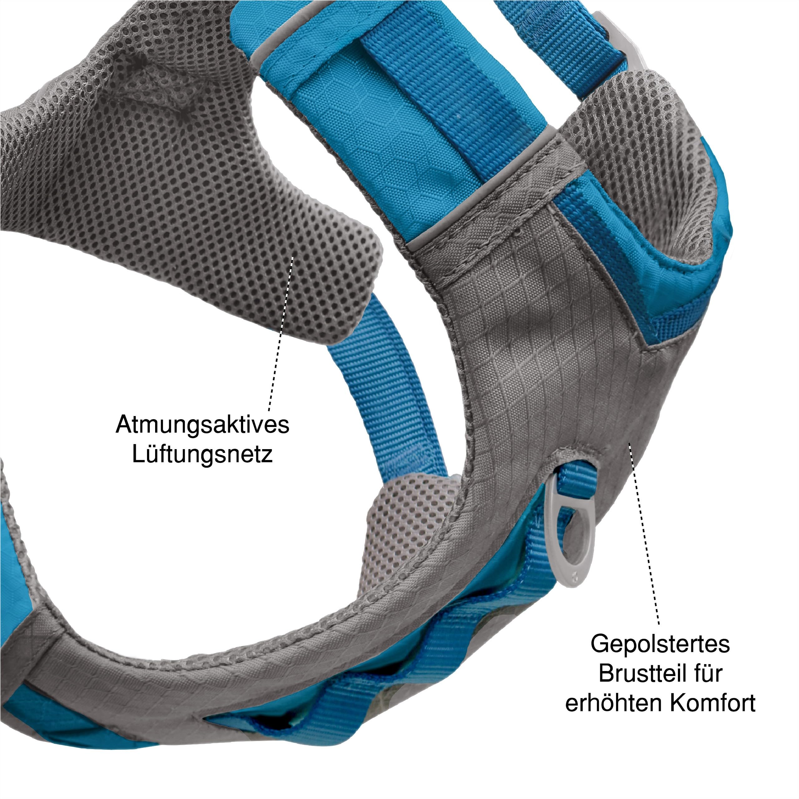 Kurgo Journey Air Harness ripstop fabric provides rugged durability for adventures.