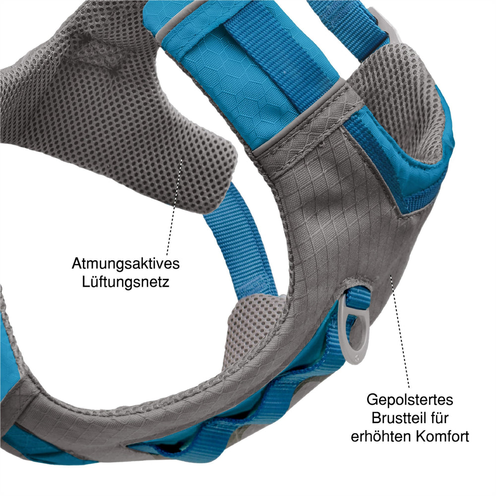 Kurgo Journey Air Harness ripstop fabric provides rugged durability for adventures.