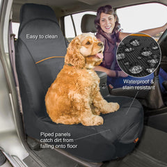 Kurgo Rover bucket seat cover with adjustable straps creates a secure, snug fit for travel.