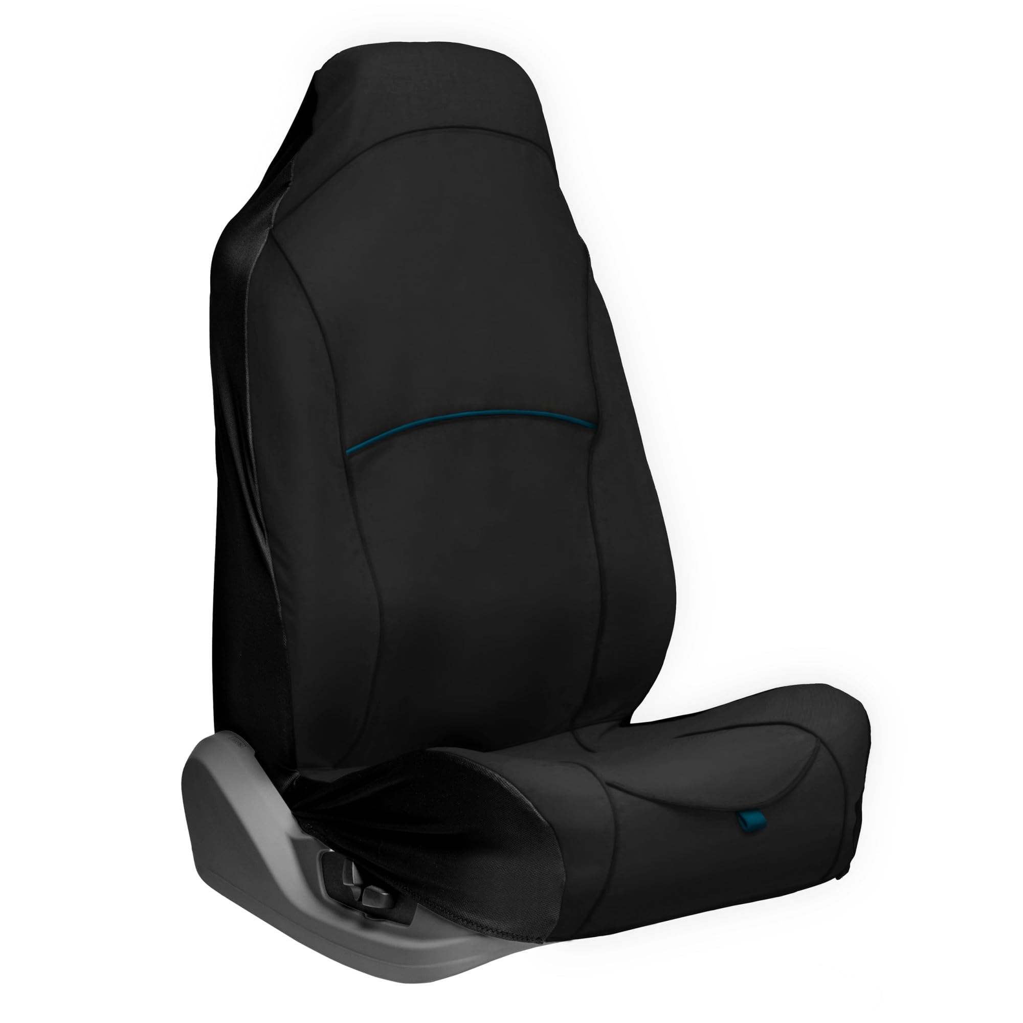 Kurgo Rover bucket seat cover shows waterproof material protecting front seats during muddy trips.