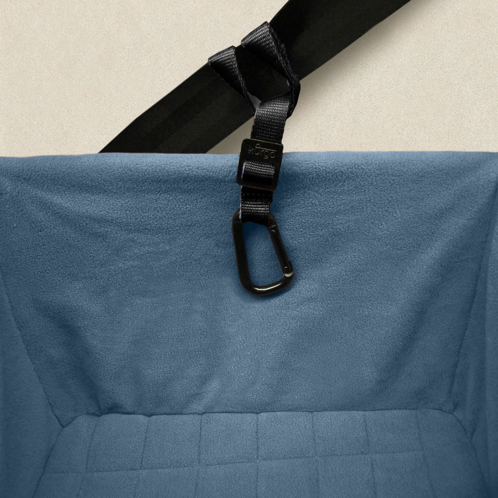 Kurgo Rover Dog Booster Seat with seatbelt tether enhances on-road safety.