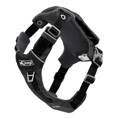 Kurgo Stash n' Dash Harness folded in its pouch for portable travel readiness.