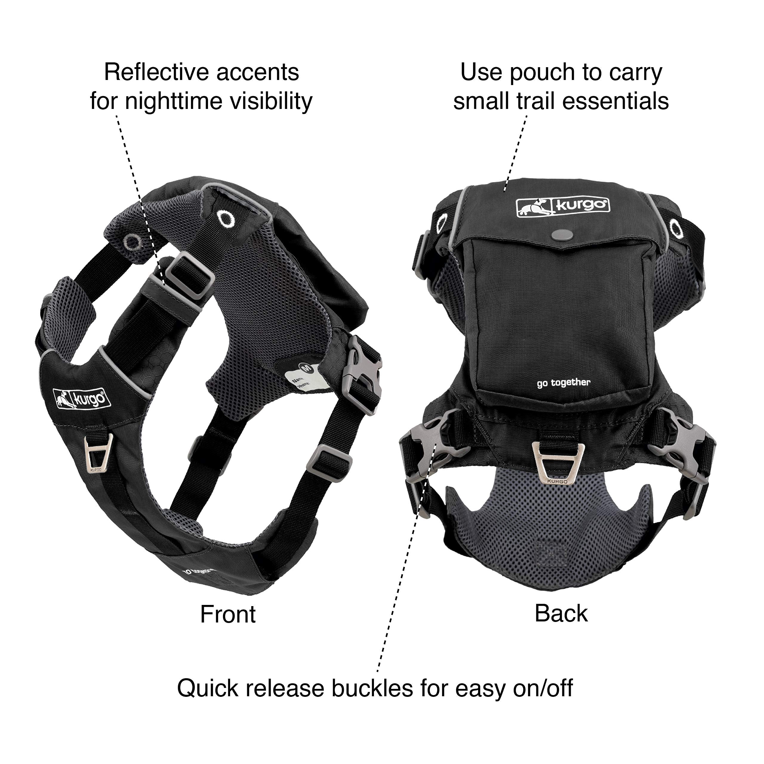 Kurgo Stash n' Dash Harness with four adjustment points for a secure fit.