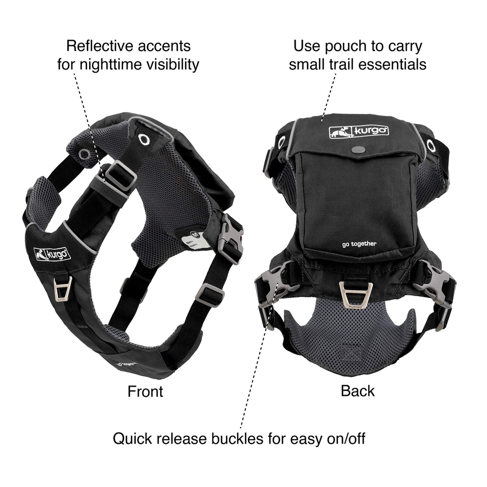 Kurgo Stash n' Dash Harness with four adjustment points for a secure fit.