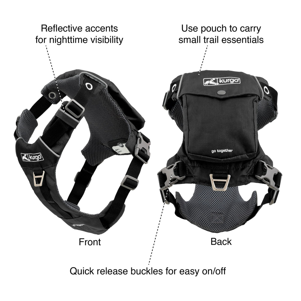 Kurgo Stash n' Dash Harness showing ripstop fabric for rugged use.