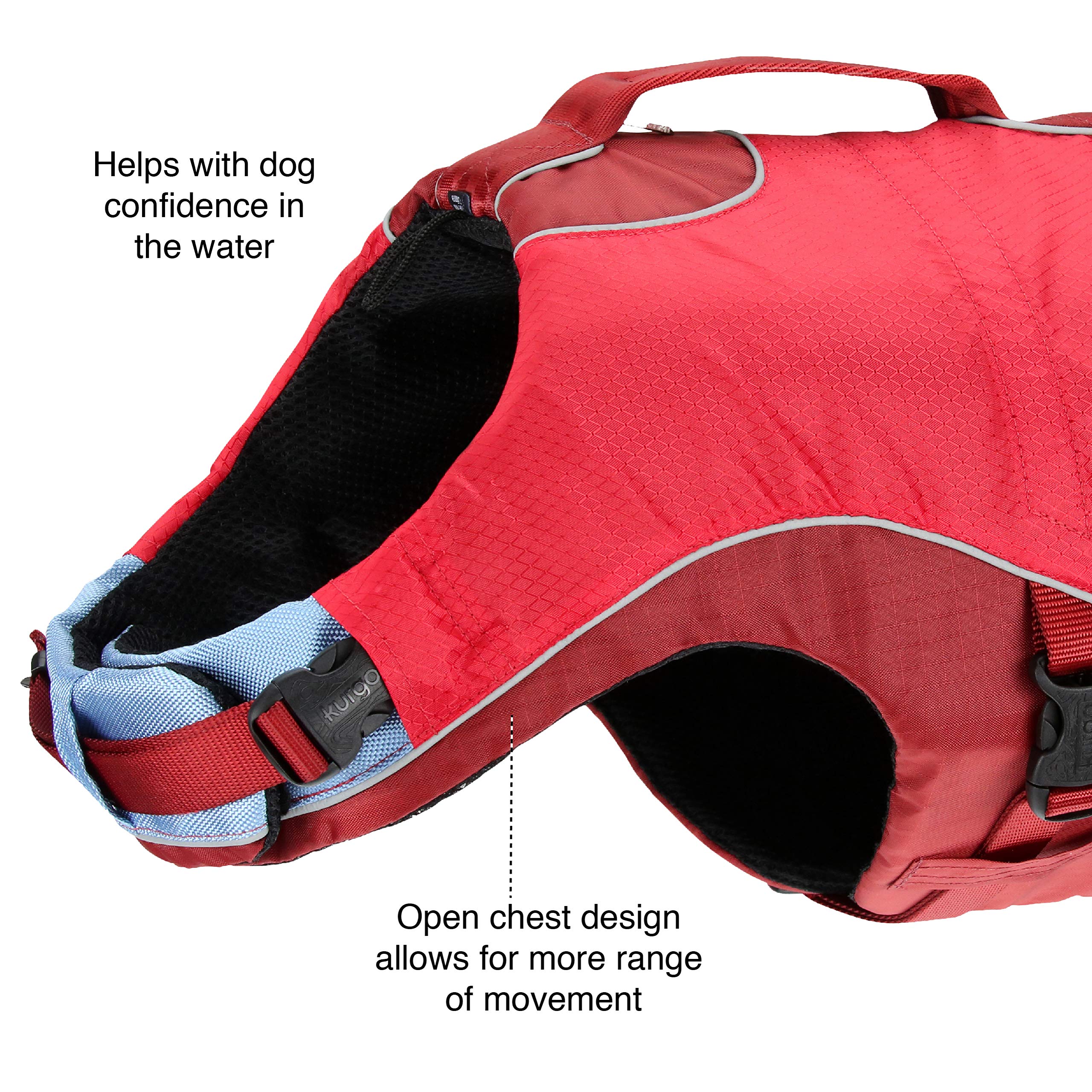Kurgo Surf n’ Turf life jacket bright color improves daytime spotting on waves