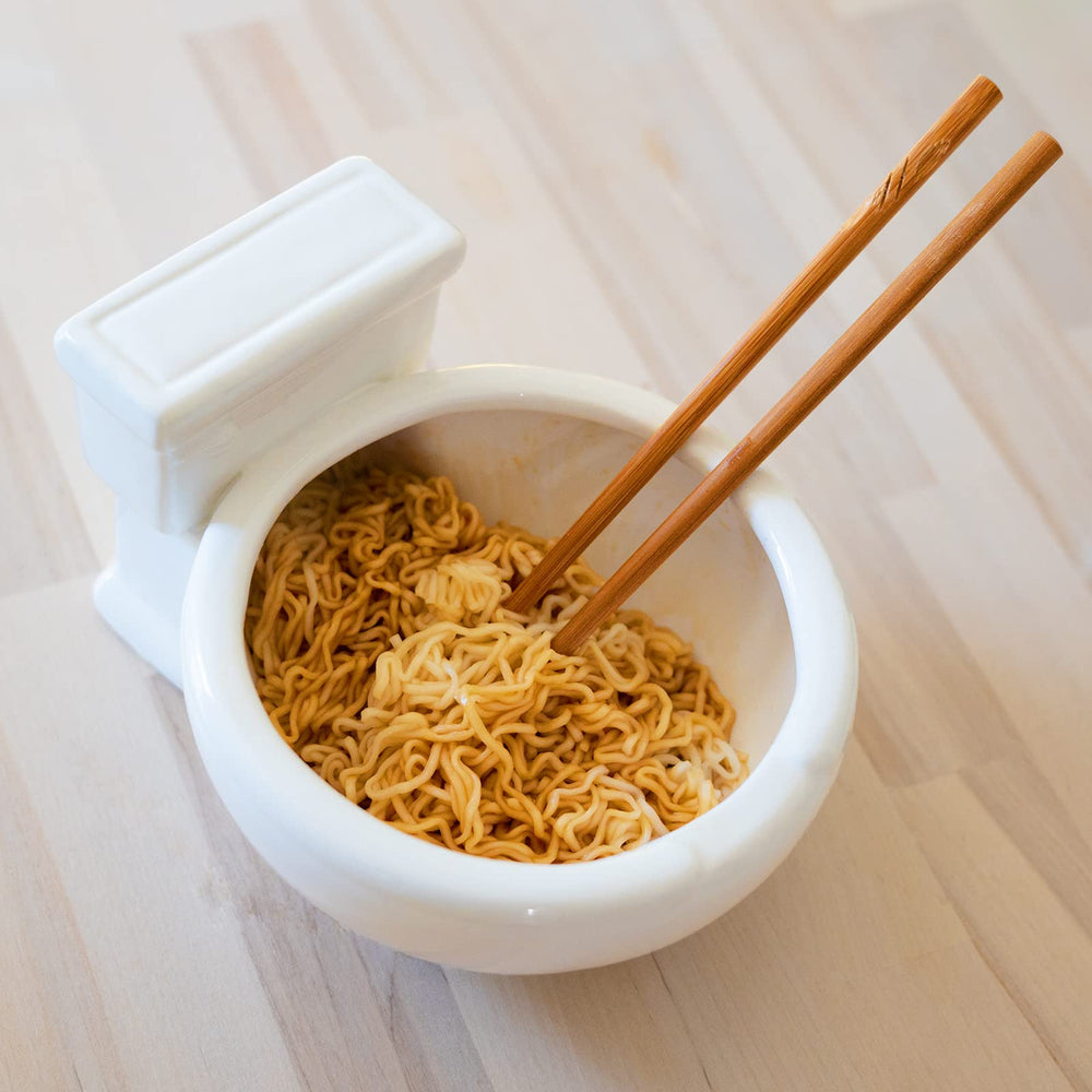KwirkWorks toilet-shaped bowl Durable ceramic with easy scooping and cleaning.