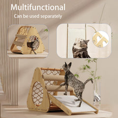 KWOJU cat tree shows natural sisal posts for satisfying scratching