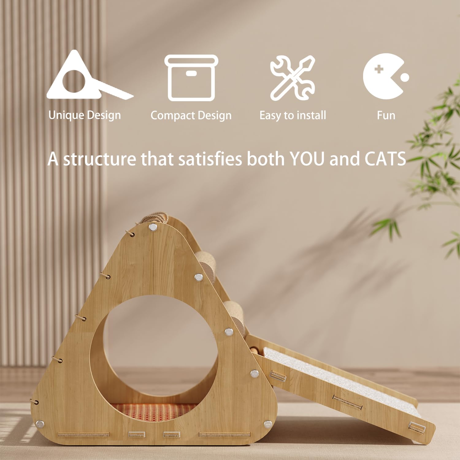 KWOJU double sided mat on cat tree provides cooling or warmth