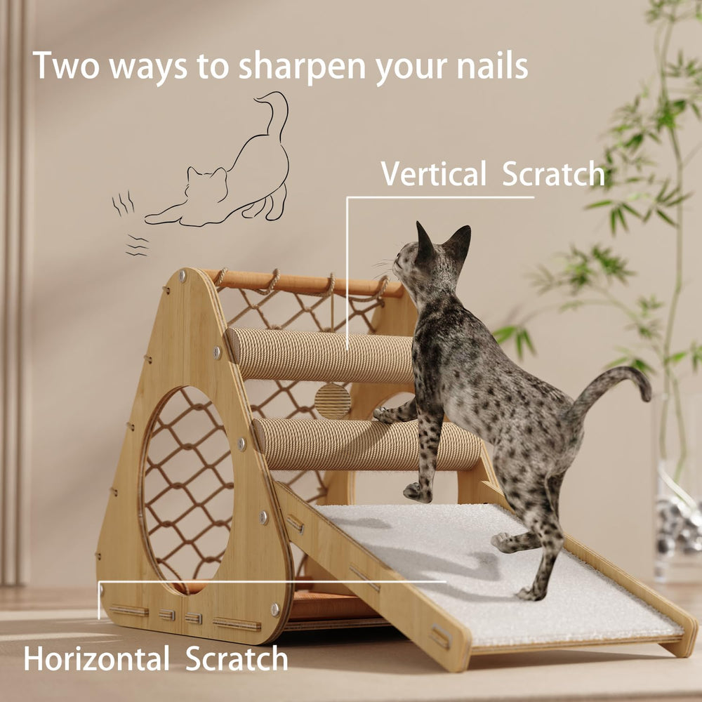 KWOJU pine ladder with anti-scratch pads enables safe climbing